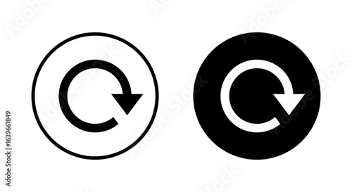 Redo arrow icon. Circular rotate symbol. Refresh sign in black circle