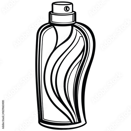 Vector art of elegant perfume bottle with a spray nozzle, isolated on a white background