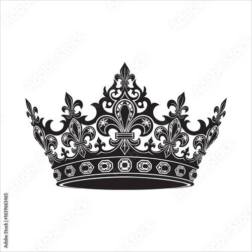 Vector art of elegant royal crown with fleurdelis isolated on white background