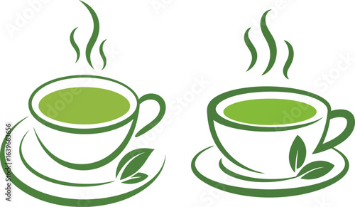 Steaming Green Tea Cups