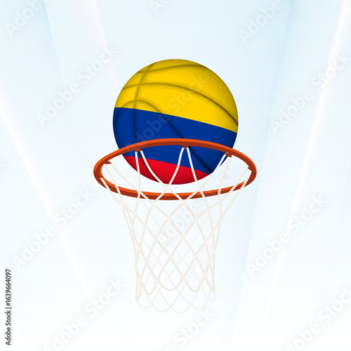 Colombia Flag Basketball Scoring Through Hoop.