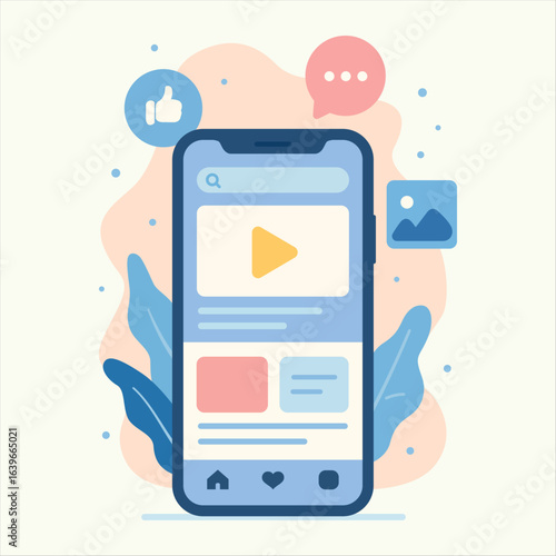 Social Media Mobile App Interface Vector Illustration EPS VECTOR
