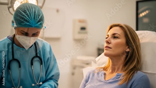 Wallpaper Mural Woman Awaits Procedure as Doctor Prepares in Brightly Lit Medical Clinic Video Torontodigital.ca