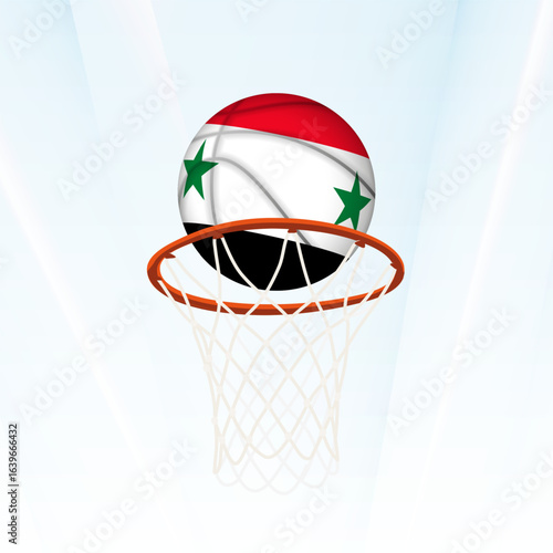Syria Flag Basketball Scoring Through Hoop.