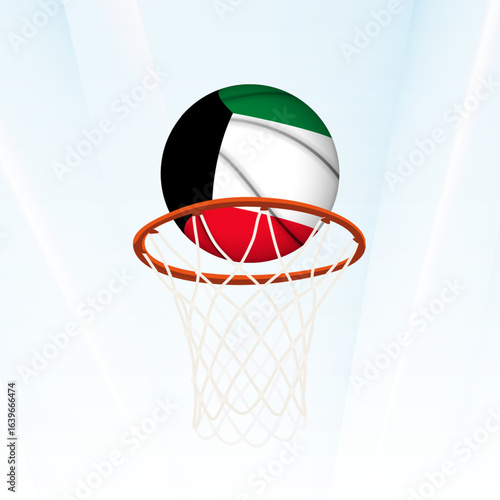 Kuwait Flag Basketball Scoring Through Hoop.
