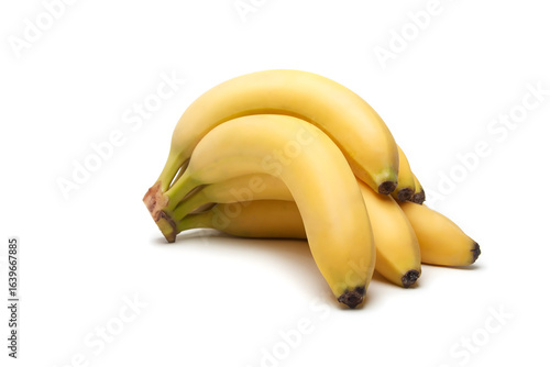 Fresh Ripe Banana Bunch on White Background