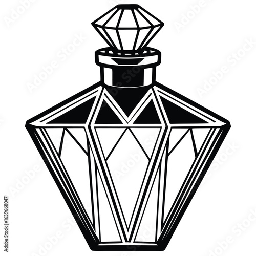 Vector art of diamond shaped perfume bottle isolated on white background