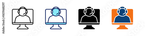 Virtual Assistance All In One Icon Multi Styles Vector Set