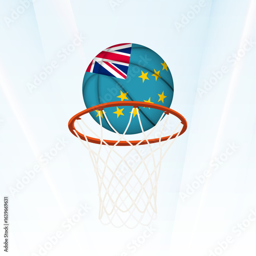 Tuvalu Flag Basketball Scoring Through Hoop.