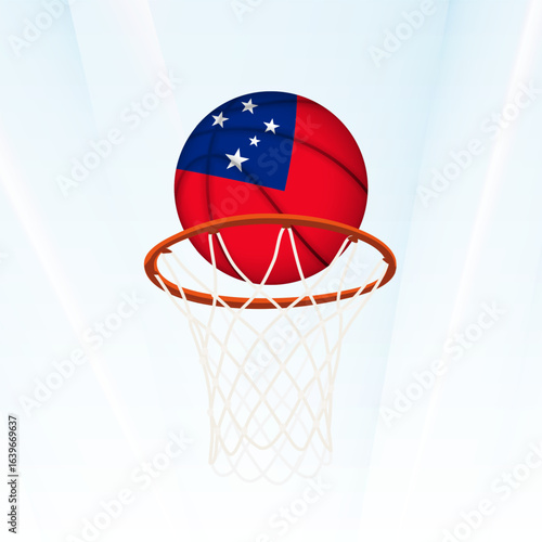 Samoa Flag Basketball Scoring Through Hoop.