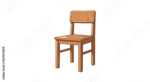 A classic wooden chair with a light brown finish, isolated on a white background. A concept of furniture, seating, and vintage style.