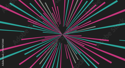 Dynamic burst of colorful lines abstract visual art digital environment vivid viewpoint modern concept. Vector illustration