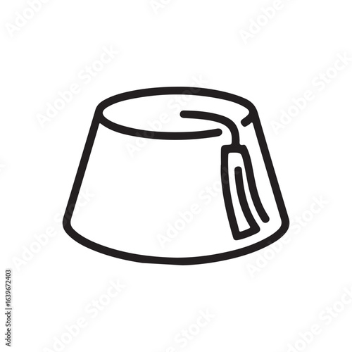 Traditional Fez Hat with a Tassel Line Art Icon