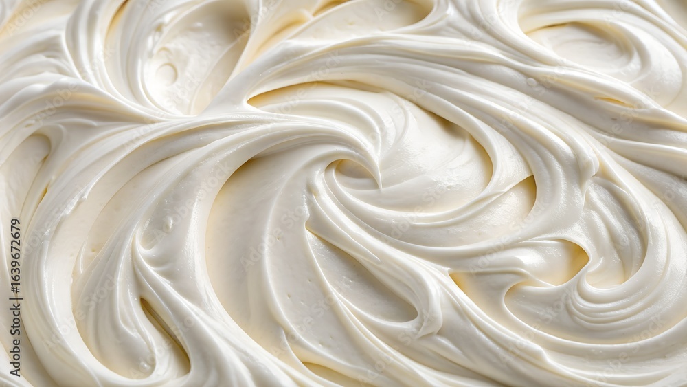 Obraz premium Close up swirls of creamy white frosting texture
