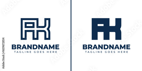 Letters AK Monogram Logo Set, suitable for any brand with KA or AK initials