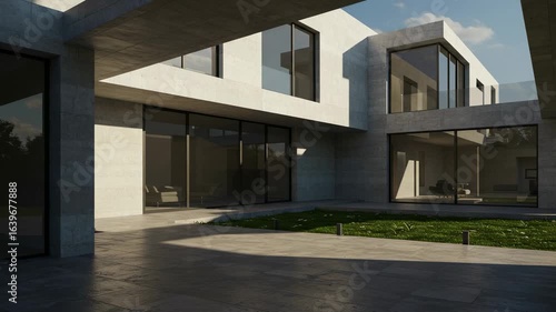 Modern Concrete House Courtyard Design
