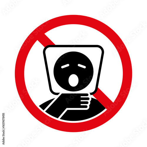 Suffocation hazard warning icon. Plastic bag choking warning vector pictrogram.