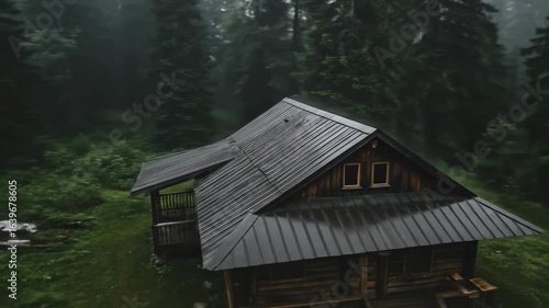Secluded Cabin in Misty Forest: A Rainy Day Retreat