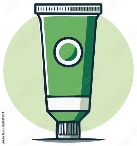 Simple green tube illustration for lotion, paint, or toothpaste, a versatile product container.