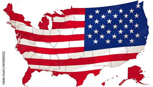Usa map with flag design