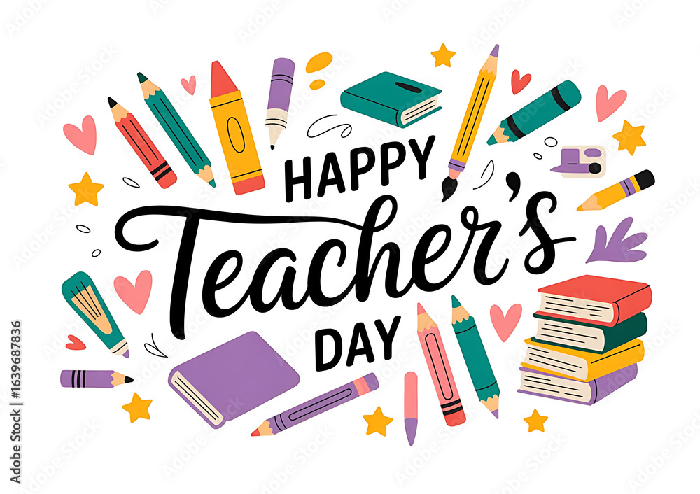 Colorful education supplies, including pencils, crayons, and notebooks, arranged on a desk create a vibrant back-to-school background concept Colorful education supplies, including pencils, crayons, and notebooks, arranged on a desk create a vibrant back-to-school background concept