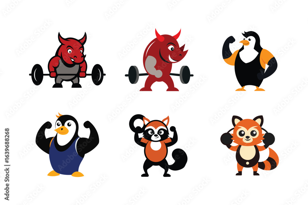 Obraz premium Impressive animal fitness and lifestyle mascot logo designs for gym and health Color Vector illustration 