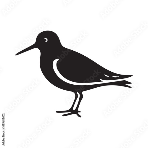 "Elegant Sandpiper Bird Vector Silhouette Artwork – Detailed Shorebird Design for Coastal Wildlife Lovers, Nature Illustrations, Ornithology Prints, Seaside Decor, and Avian-Inspired Creative Graphic 
