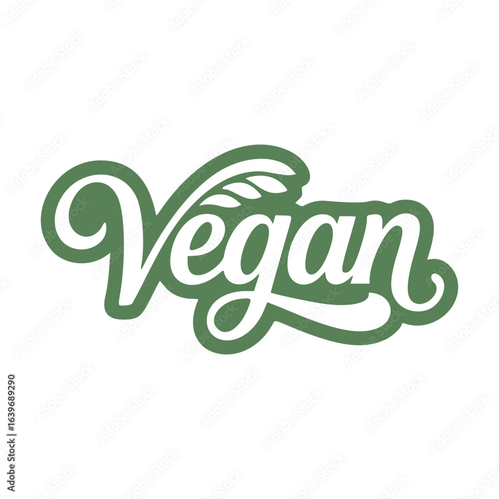 Fototapeta premium Monochrome Vegan Logo with Leaf