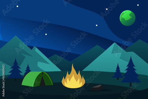 night camping in iceland under northern lights aurora view