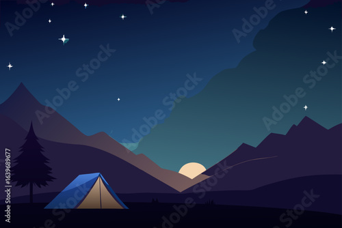 night sky with milky way above remote camping sit stargazing night