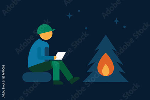 solo camper journaling by firelight adventure