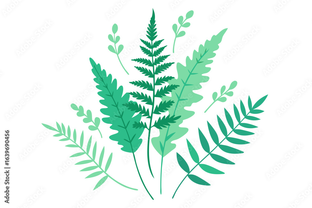 delicate watercolor ferns and green foliage lush garden delicate watercolor ferns and green foliage lush garden