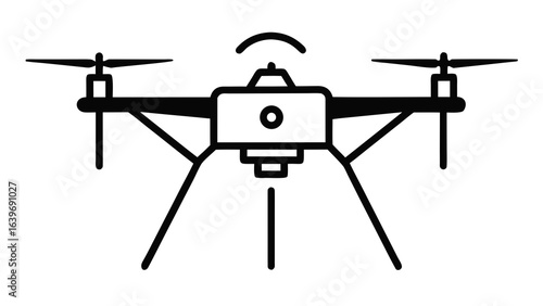 Black and White Drone Sprayer Technical Schematic agricultural drone