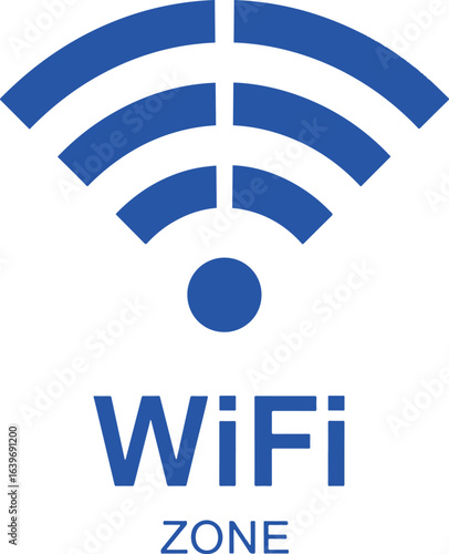 Blue wi fi symbol for wireless internet zone