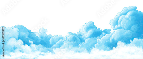 A vibrant, light-blue cloud formation against a black backdrop.  Pixelated edges define the puffy clouds