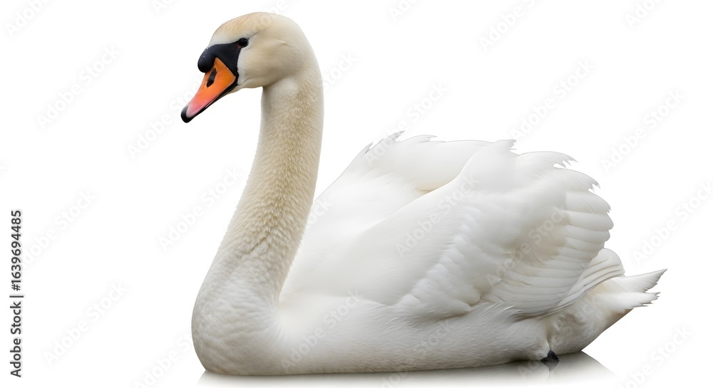 Fototapeta premium Elegant White Swan on White Background