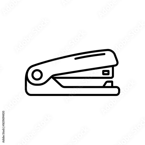 Stapler line icon. Minimalist vector graphic of office equipment for binding paper. Business stationery symbol.