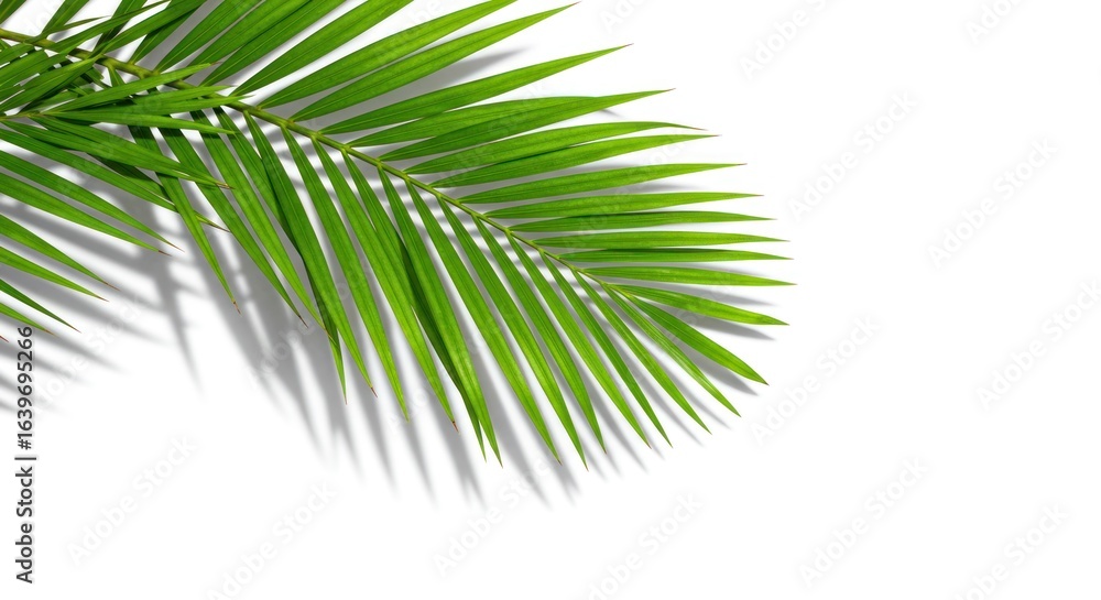 Fototapeta premium Green Palm Leaf on White Background for Tropical Nature Decor