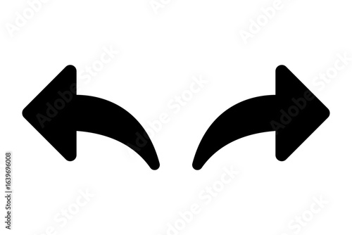 Undo redo icon. Black arrow illustration, symbol.