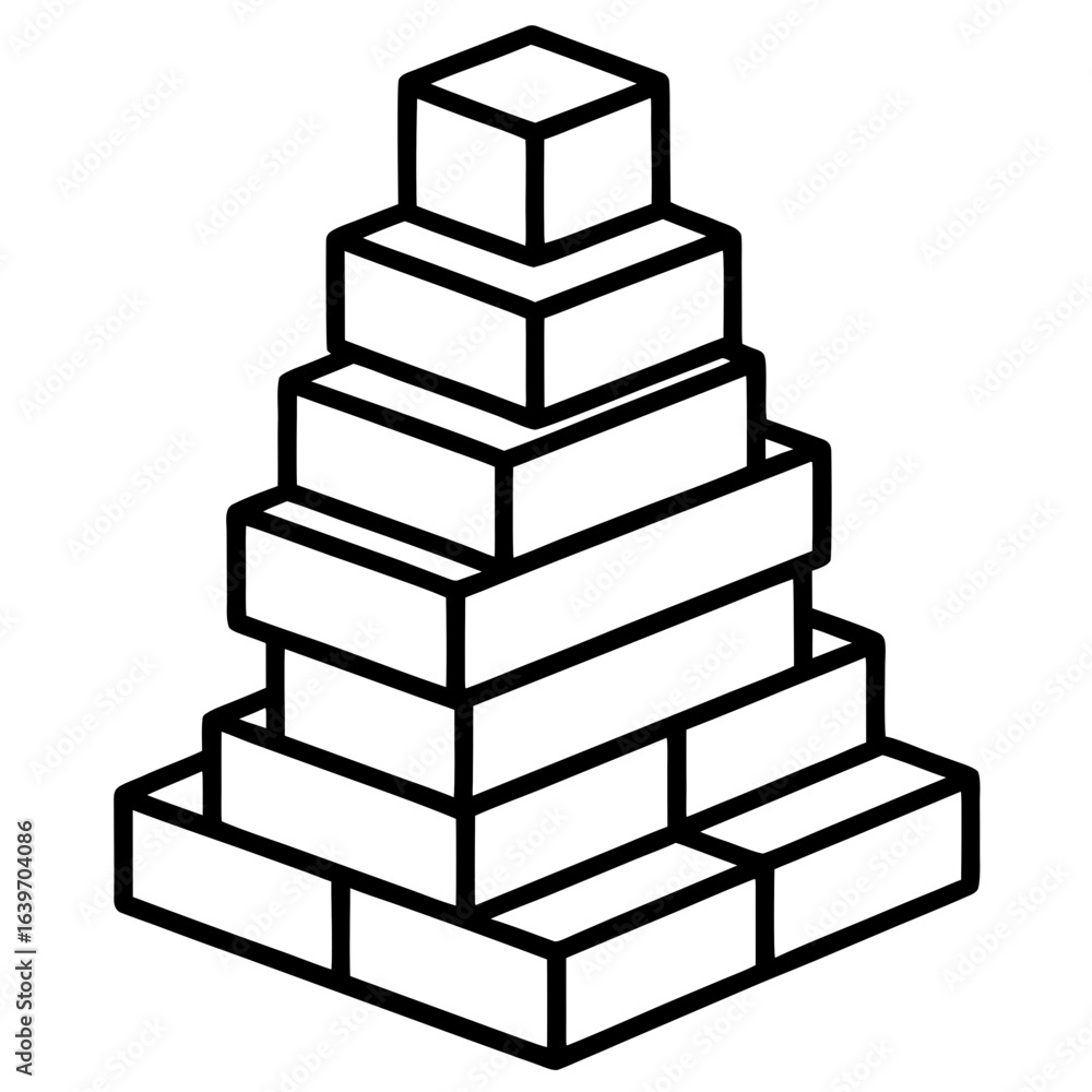 Fototapeta premium Stacking Blocks line art vector