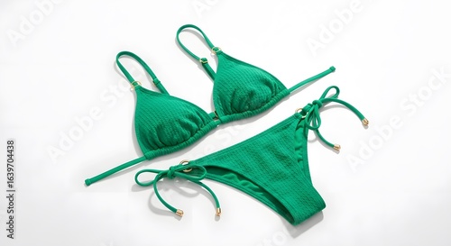 Elegant Green Bikini Swimsuit on White