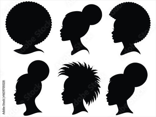 Black female hairstyles silhouettes afro