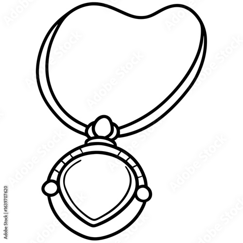 Locket Necklace line art vector