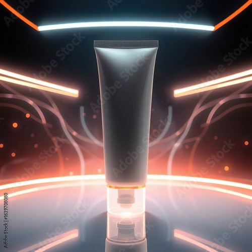 Cosmetic tube elegance A beauty essential on dark background