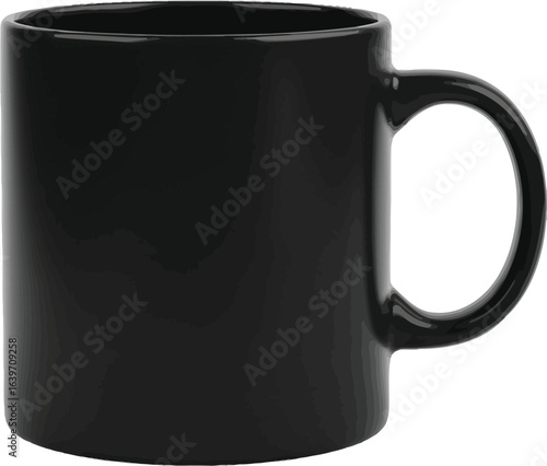 Stock photo of a black ceramic mug for coffee and tea drinks