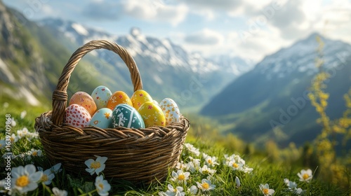 A Festive Basket of Colorful Eggs for the Easter 2026 Celebration