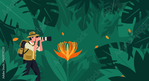 A Vibrant Jungle Explorer Capturing Nature's Beauty Through Photography