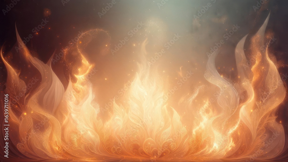 Fototapeta premium Ethereal Fiery Bloom with Delicate Ornate Petals and Glowing Embers