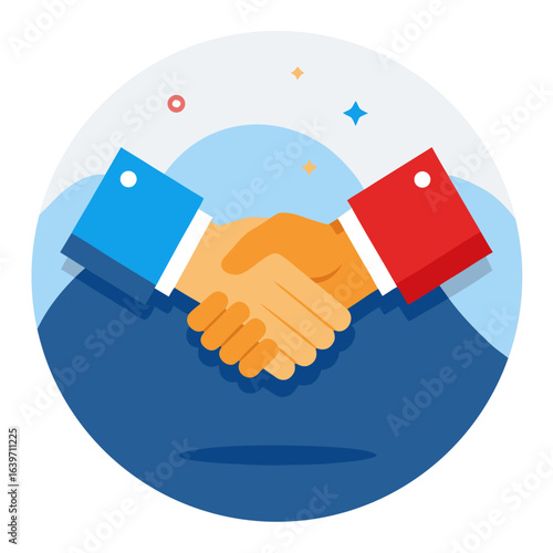Two hands shaking in agreement representing partnership collaboration and successful business deals