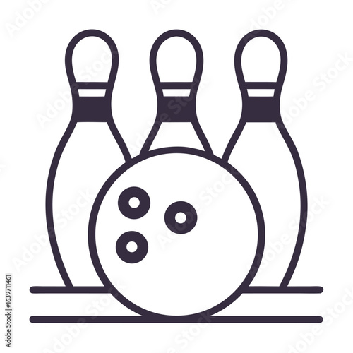 bowling ball and pins line art  on white